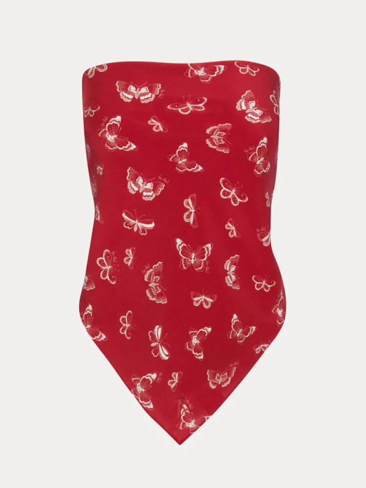 Women Réalisation Par Handkerchief - Red Butterfly