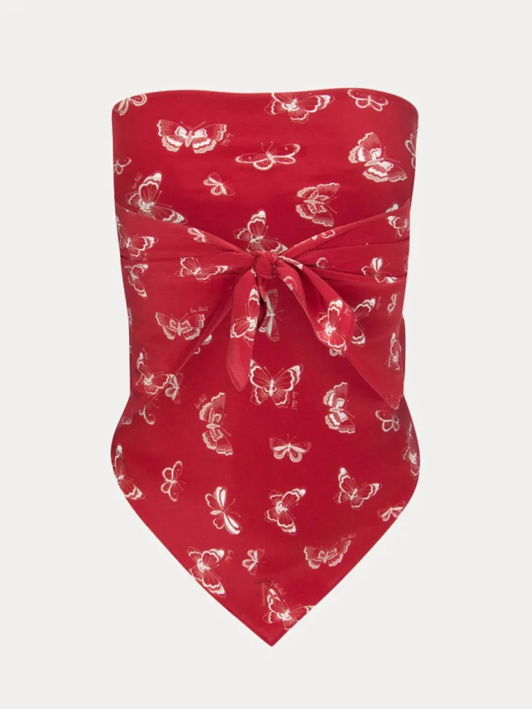 Women Réalisation Par Handkerchief - Red Butterfly