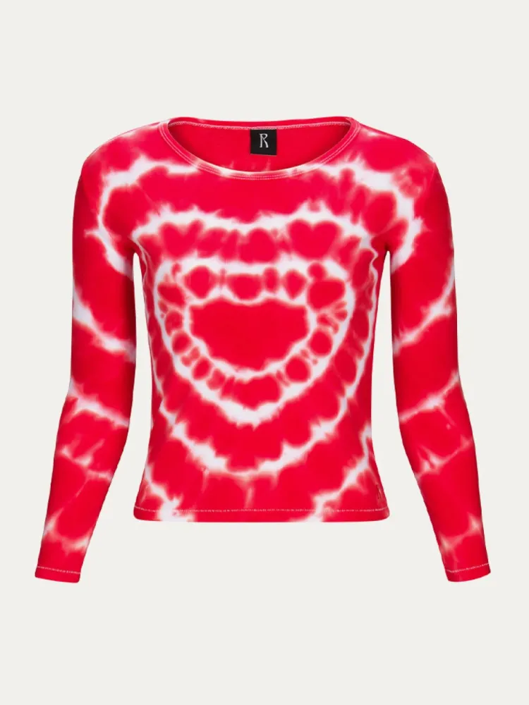 Women Réalisation Par Heart Long Sleeve Tee - Red Tie Dye